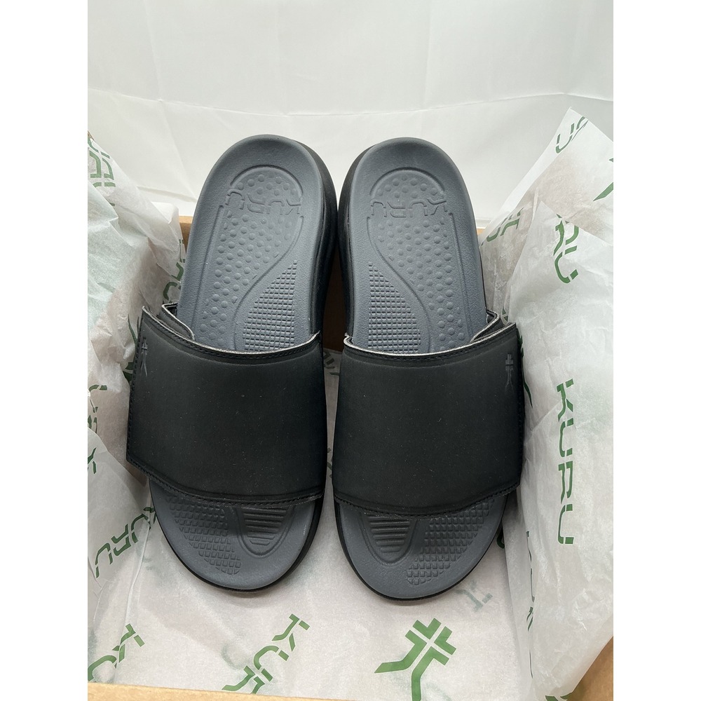 KURU KURUCLOUD Mens Slide Sandals Black Charcoal Orthopedic Comfort Size 10